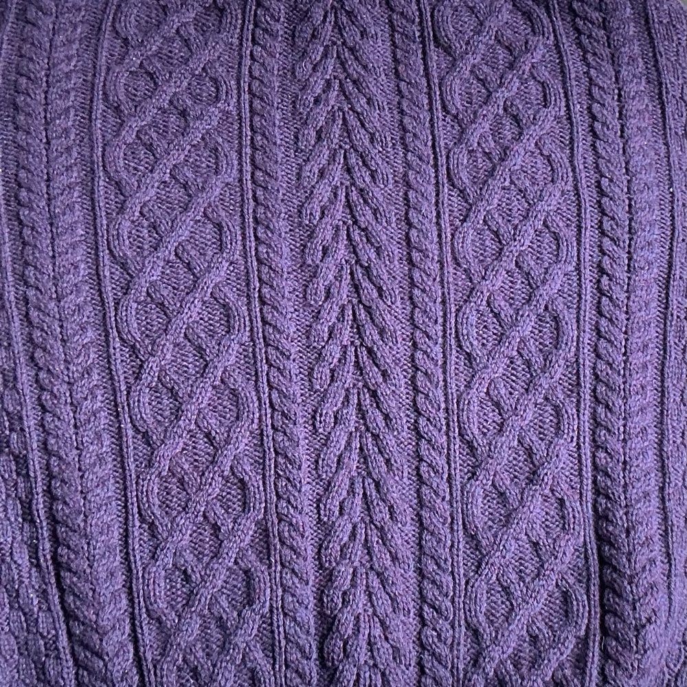 Aran Crafts aubergine Color 1/4 zip Merino wool pullover Sz M made Ireland 🇮🇪 - Picture 5 of 9